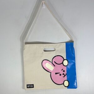 BT21 Cooky Canvas Tote Bag Large K-Pop BTS Shopper 17x15